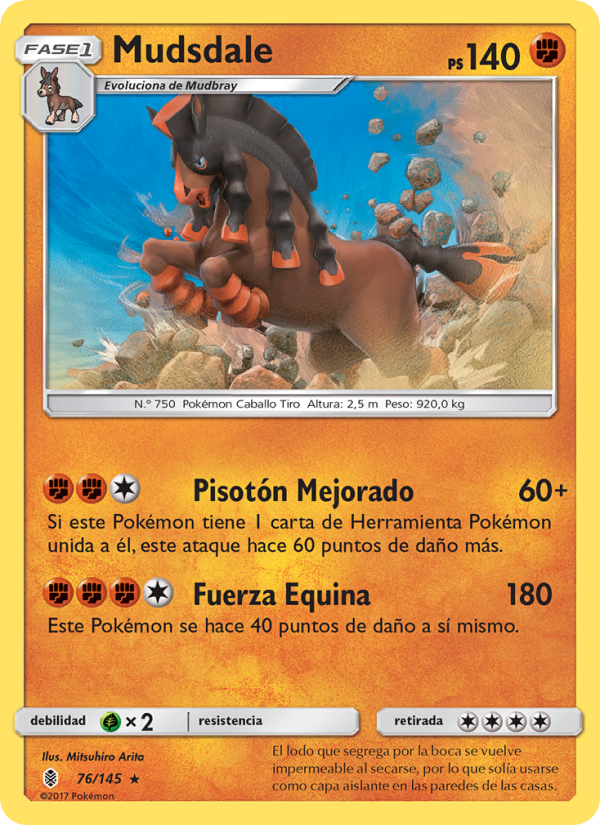 Mudsdale 76 — Guardians Rising (Spanish Pokémon TCG card)