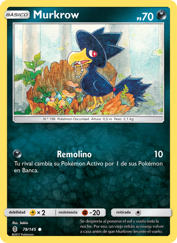 Murkrow 78 — Guardians Rising (Spanish Pokémon TCG card)