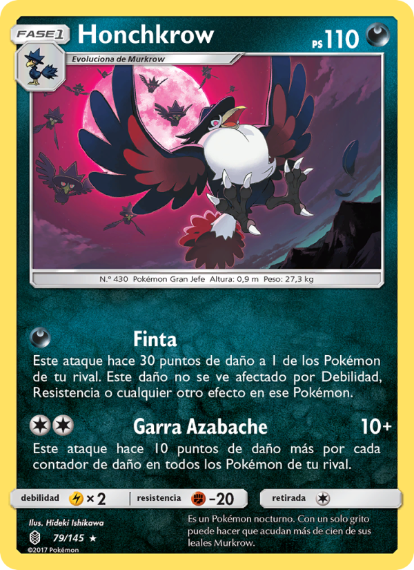 Honchkrow 79 — Guardians Rising (Spanish Pokémon TCG card)