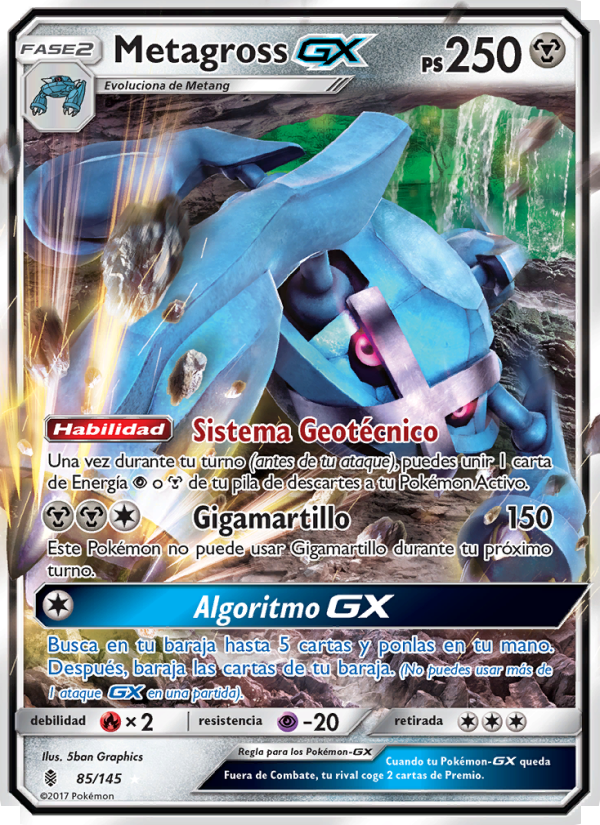 Metagross GX 85 — Guardians Rising (Spanish Pokémon TCG card)