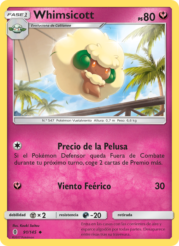 Whimsicott 91 — Guardians Rising (Spanish Pokémon TCG card)