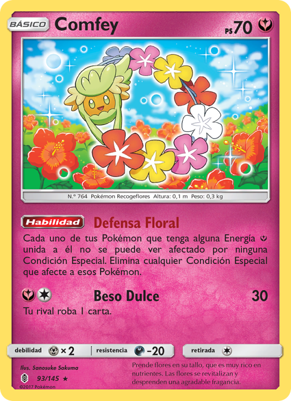 Comfey 93 — Guardians Rising (Spanish Pokémon TCG card)