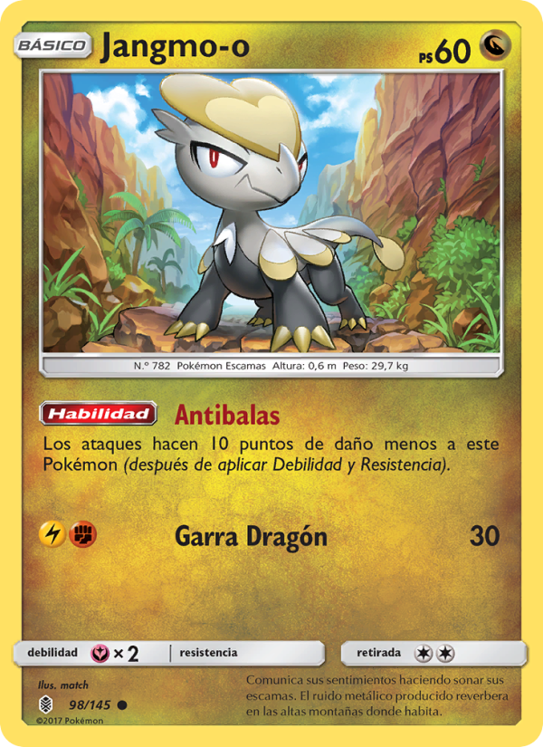 Jangmo-o 98 — Guardians Rising (Spanish Pokémon TCG card)