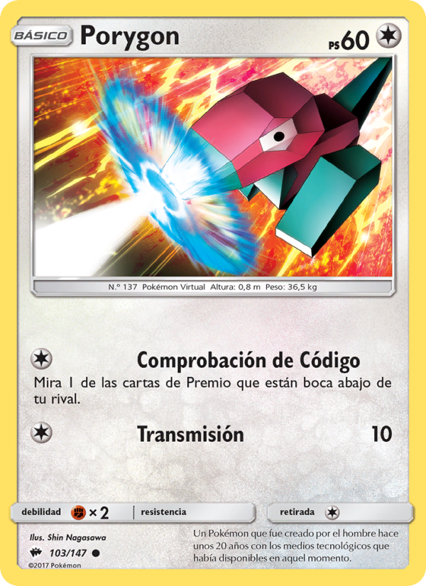 Porygon 103 — Burning Shadows (Spanish Pokémon TCG card)