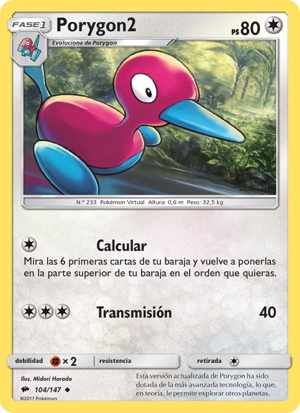 Porygon2 104 — Burning Shadows (Spanish Pokémon TCG card)