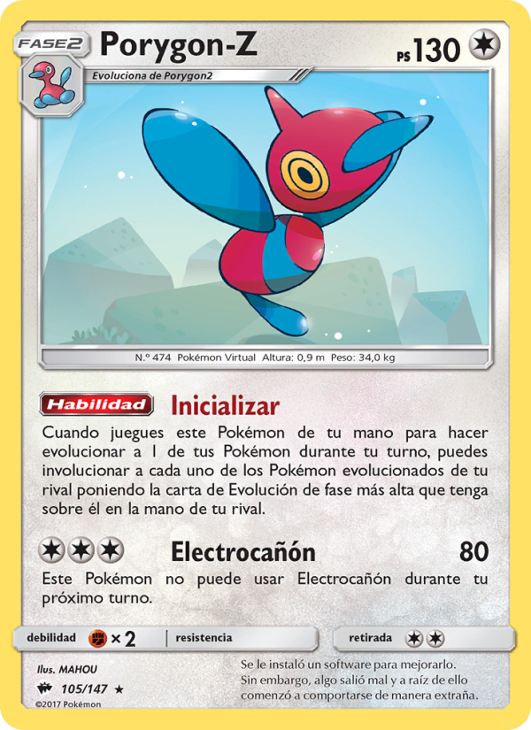 Porygon-Z 105 — Burning Shadows (Spanish Pokémon TCG card)