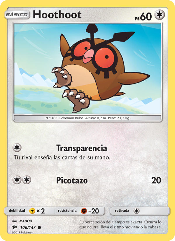 Hoothoot 106 — Burning Shadows (Spanish Pokémon TCG card)