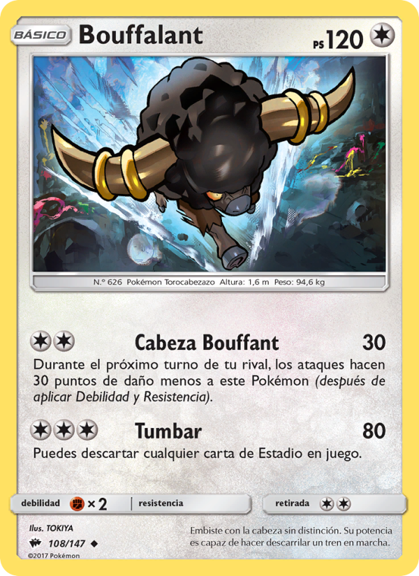 Bouffalant 108 — Burning Shadows (Spanish Pokémon TCG card)