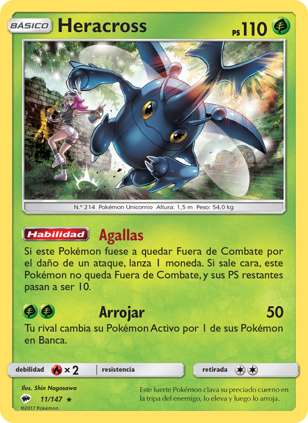 Heracross 11 — Burning Shadows (Spanish Pokémon TCG card)