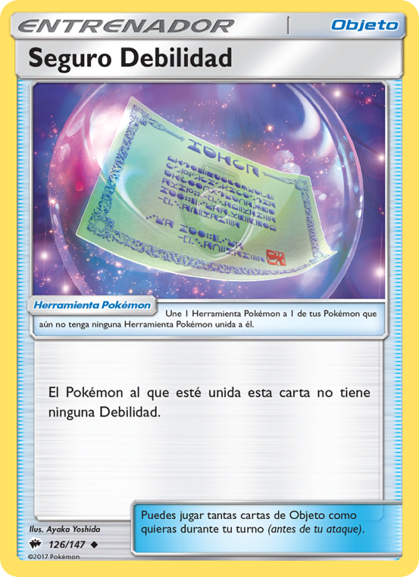 Seguro Debilidad 126 — Burning Shadows (Spanish Pokémon TCG card)