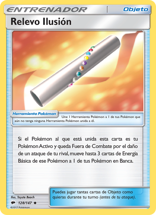 Relevo Ilusión 128 — Burning Shadows (Spanish Pokémon TCG card)