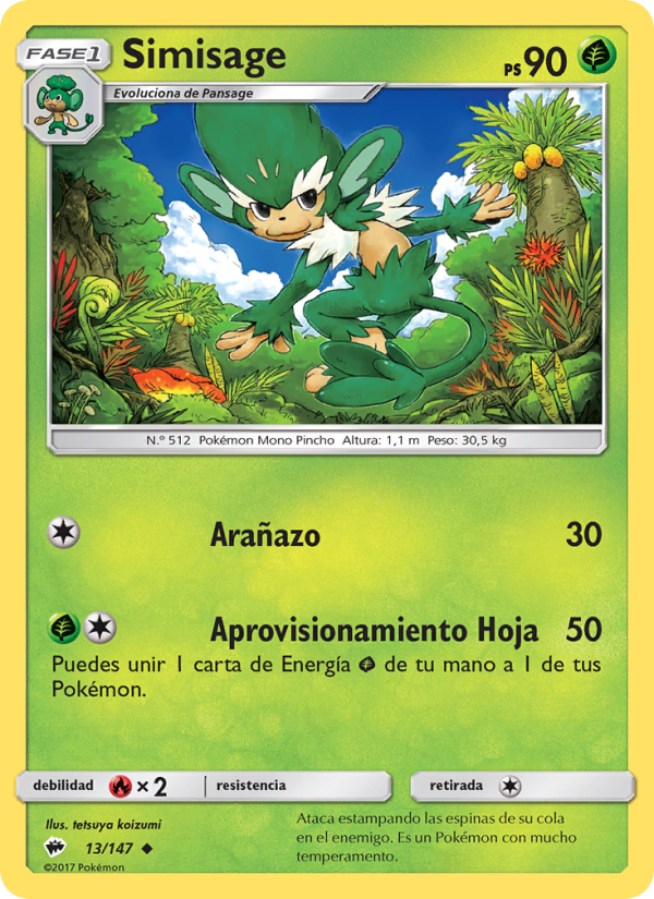 Simisage 13 — Burning Shadows (Spanish Pokémon TCG card)