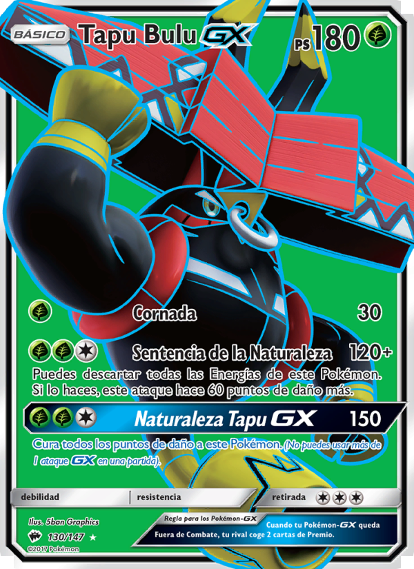 Tapu Bulu GX 130 — Burning Shadows (Spanish Pokémon TCG card)