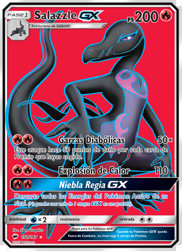 Salazzle GX 132 — Burning Shadows (Spanish Pokémon TCG card)