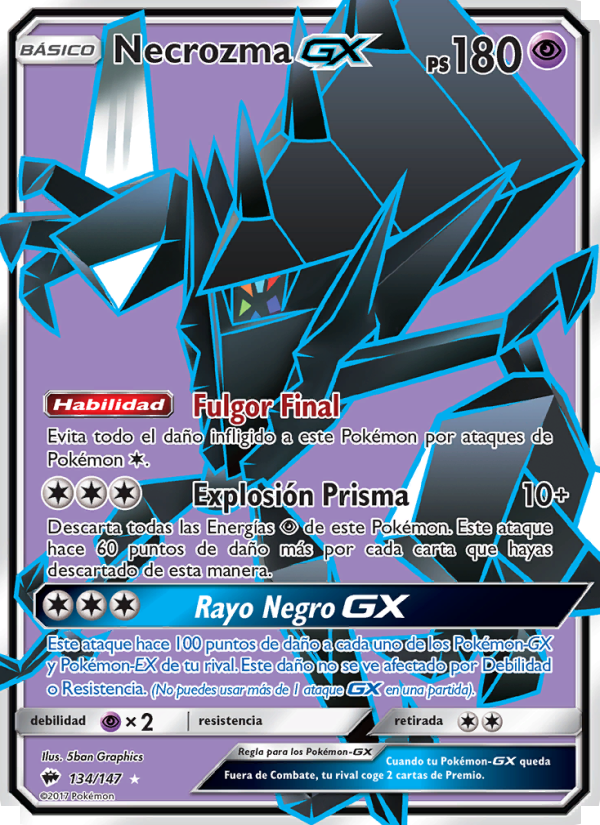 Necrozma GX 134 — Burning Shadows (Spanish Pokémon TCG card)
