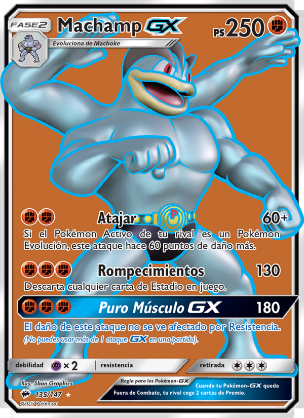Machamp GX 135 — Burning Shadows (Spanish Pokémon TCG card)