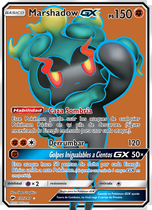 Marshadow GX 137 — Burning Shadows (Spanish Pokémon TCG card)