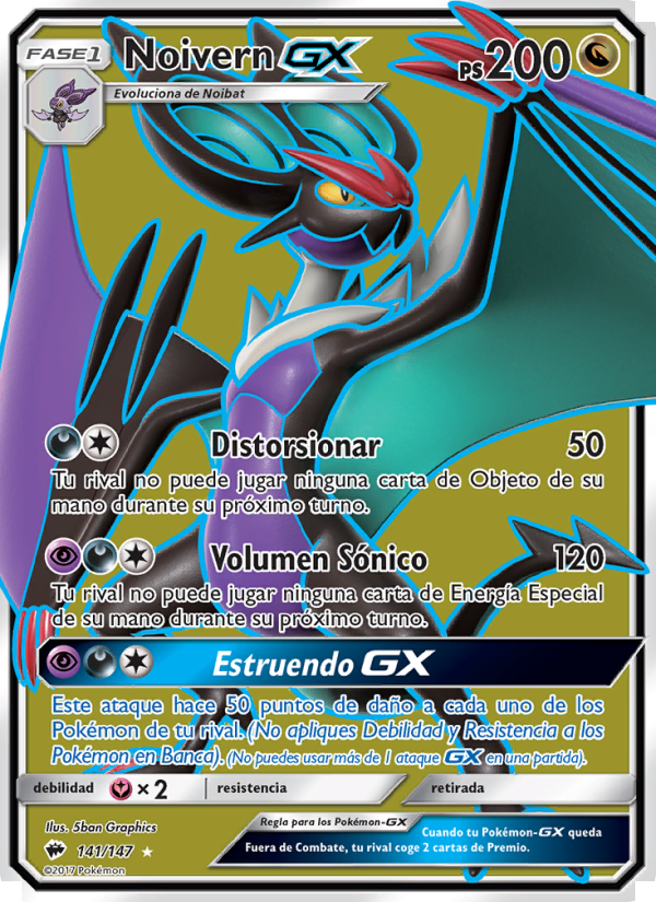Noivern GX 141 — Burning Shadows (Spanish Pokémon TCG card)