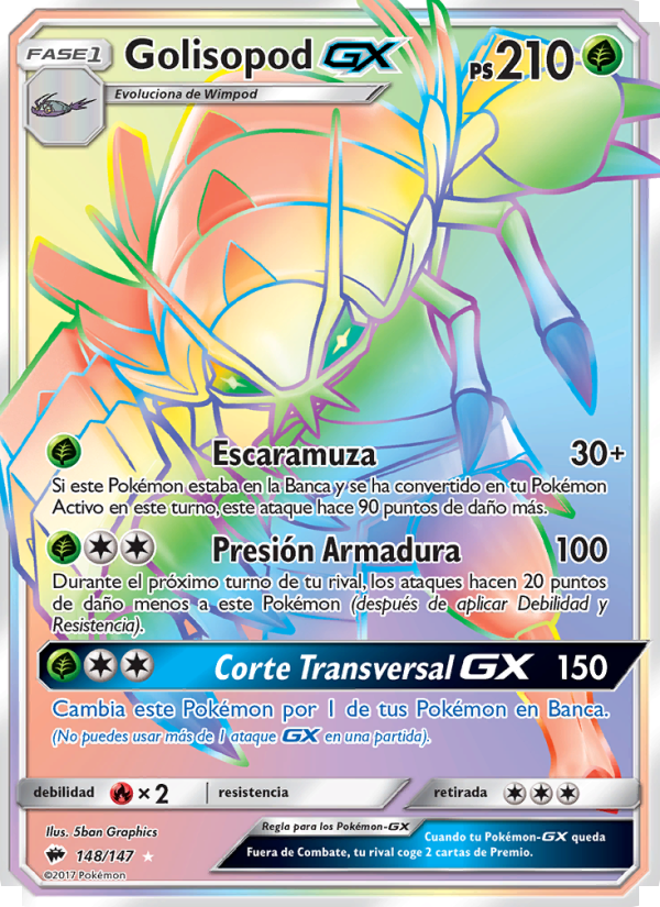 Golisopod GX 148 — Burning Shadows (Spanish Pokémon TCG card)