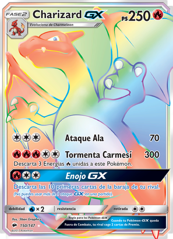 Charizard GX 150 — Burning Shadows (Spanish Pokémon TCG card)