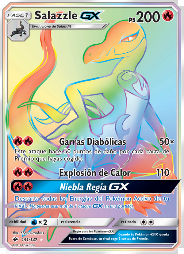 Salazzle GX 151 — Burning Shadows (Spanish Pokémon TCG card)