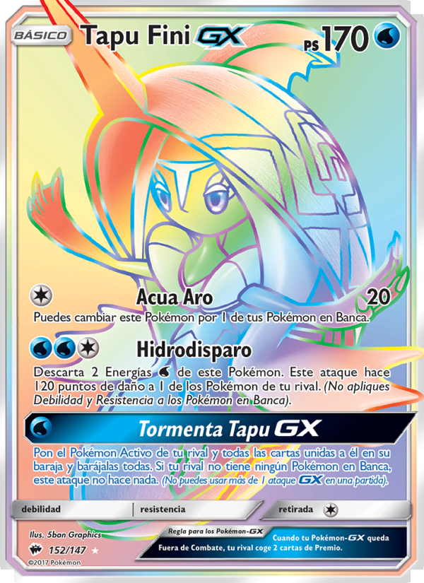 Tapu Fini GX 152 — Burning Shadows (Spanish Pokémon TCG card)