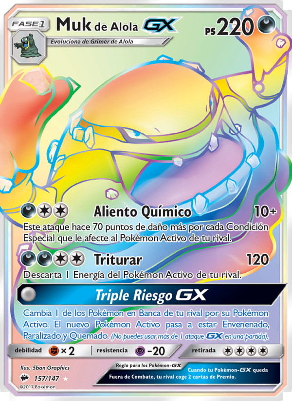 Muk de Alola GX 157 — Burning Shadows (Spanish Pokémon TCG card)