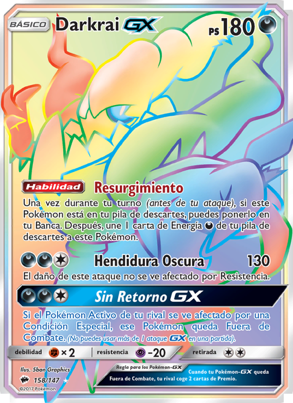 Darkrai GX 158 — Burning Shadows (Spanish Pokémon TCG card)