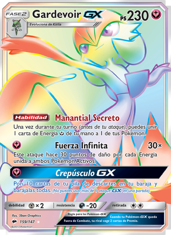 Gardevoir GX 159 — Burning Shadows (Spanish Pokémon TCG card)