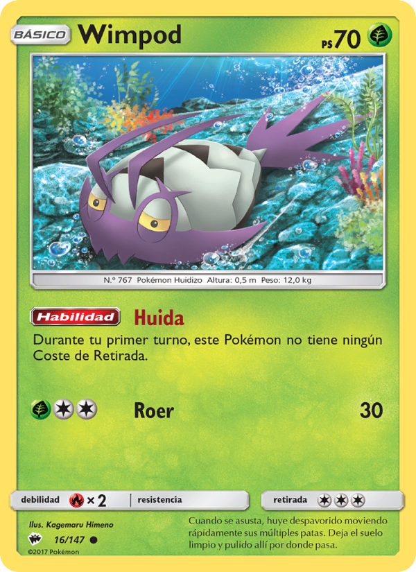 Wimpod 16 — Burning Shadows (Spanish Pokémon TCG card)