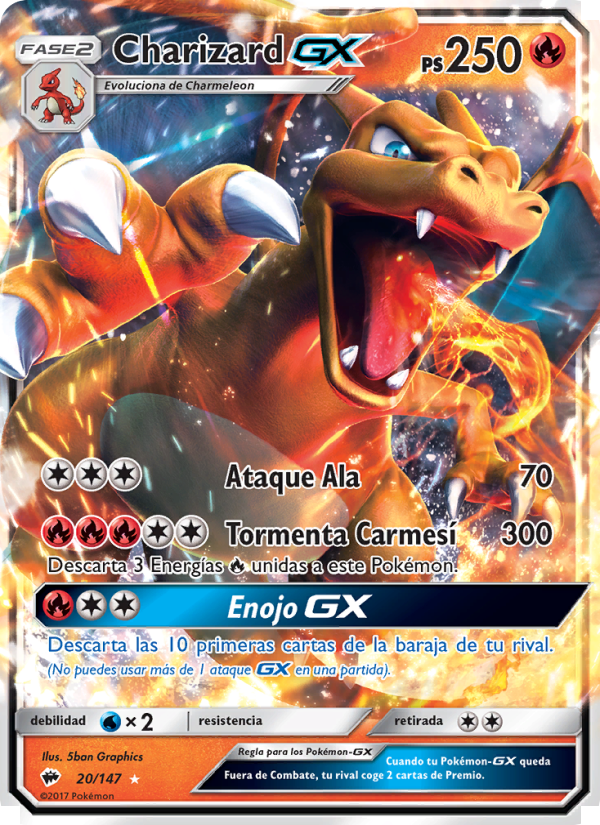 Charizard GX 20 — Burning Shadows (Spanish Pokémon TCG card)