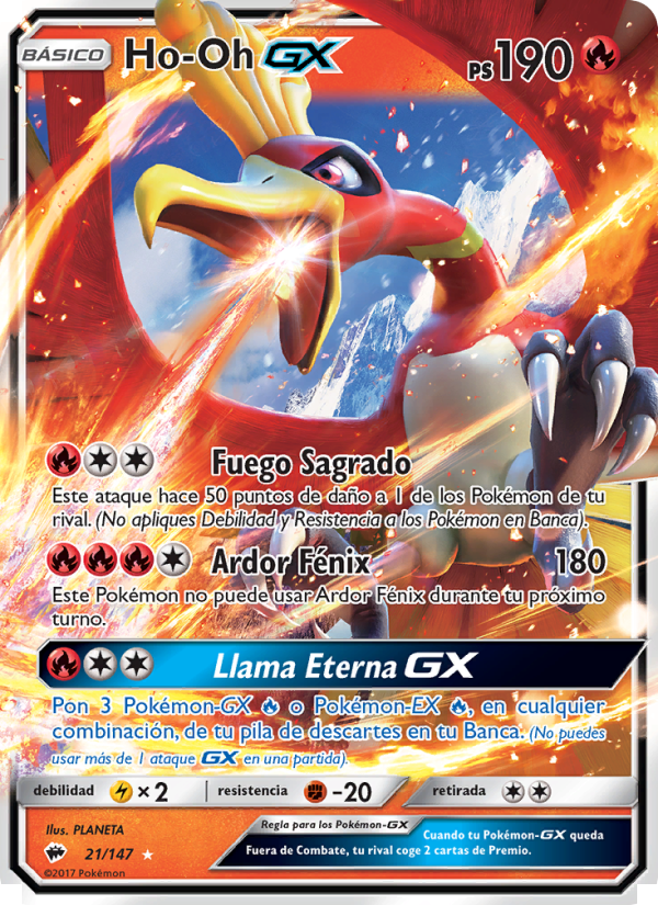Ho-Oh GX 21 — Burning Shadows (Spanish Pokémon TCG card)