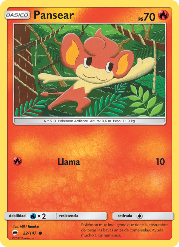 Pansear 22 — Burning Shadows (Spanish Pokémon TCG card)