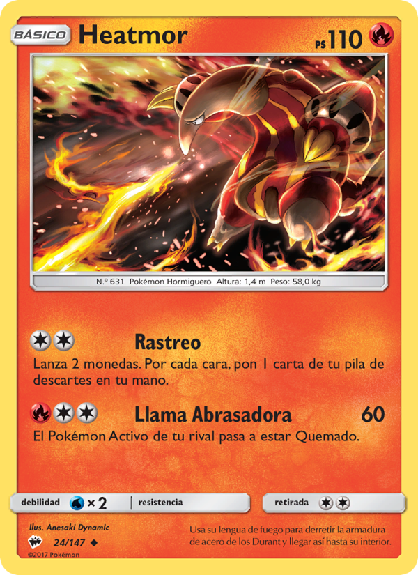 Heatmor 24 — Burning Shadows (Spanish Pokémon TCG card)