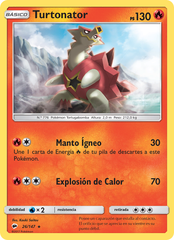 Turtonator 26 — Burning Shadows (Spanish Pokémon TCG card)