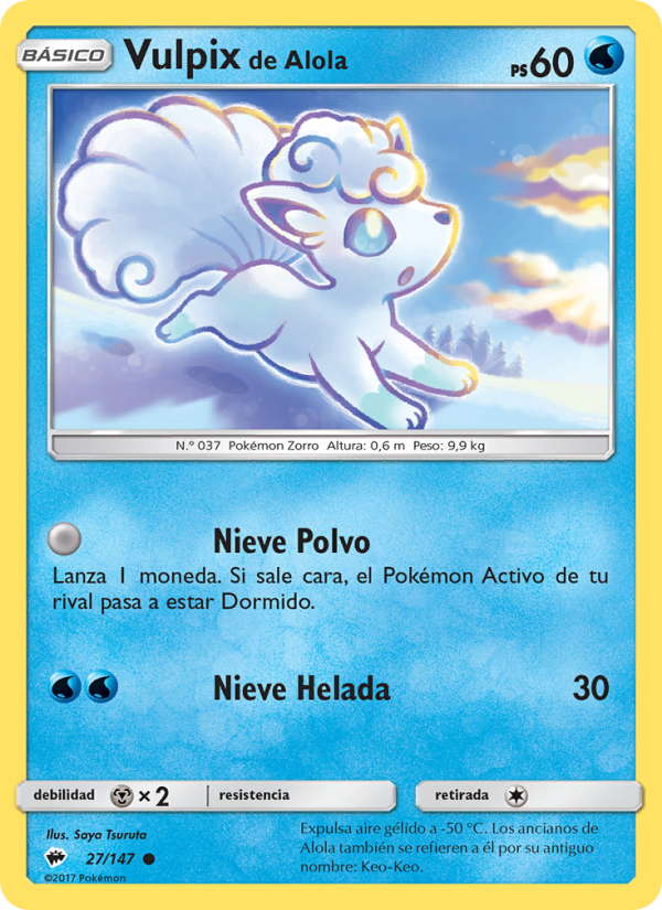 Vulpix de Alola 27 — Burning Shadows (Spanish Pokémon TCG card)