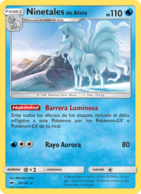 Ninetales de Alola 28 — Burning Shadows (Spanish Pokémon TCG card)
