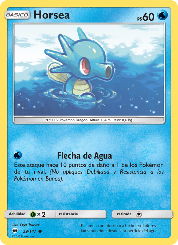 Horsea 29 — Burning Shadows (Spanish Pokémon TCG card)