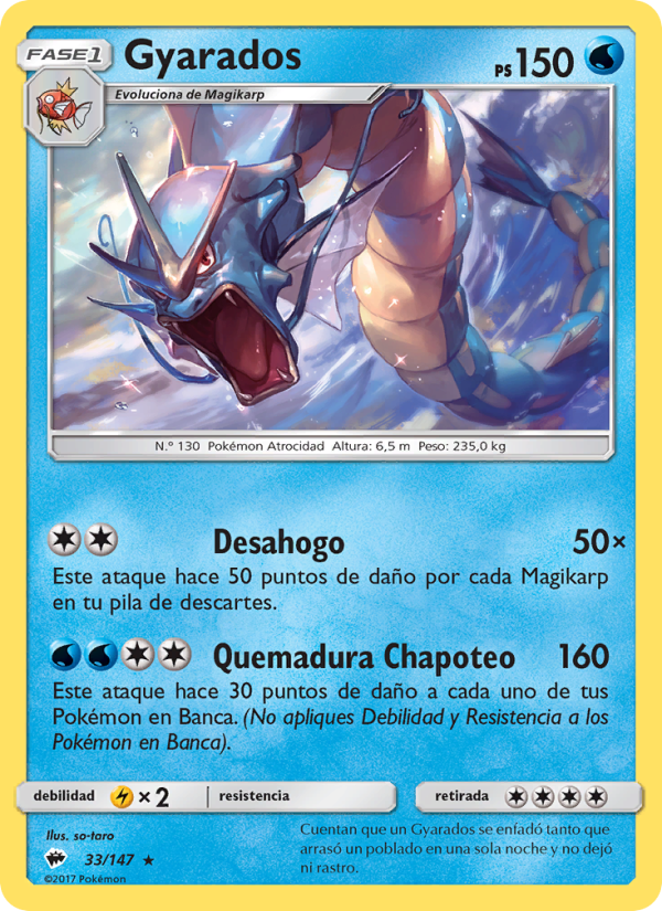 Gyarados 33 — Burning Shadows (Spanish Pokémon TCG card)
