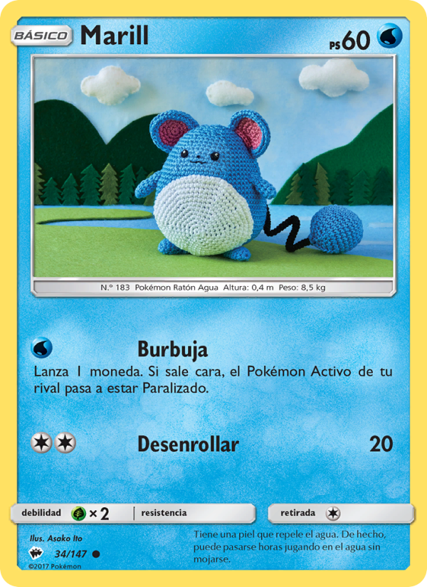 Marill 34 — Burning Shadows (Spanish Pokémon TCG card)