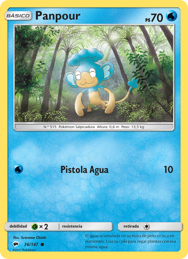 Panpour 36 — Burning Shadows (Spanish Pokémon TCG card)