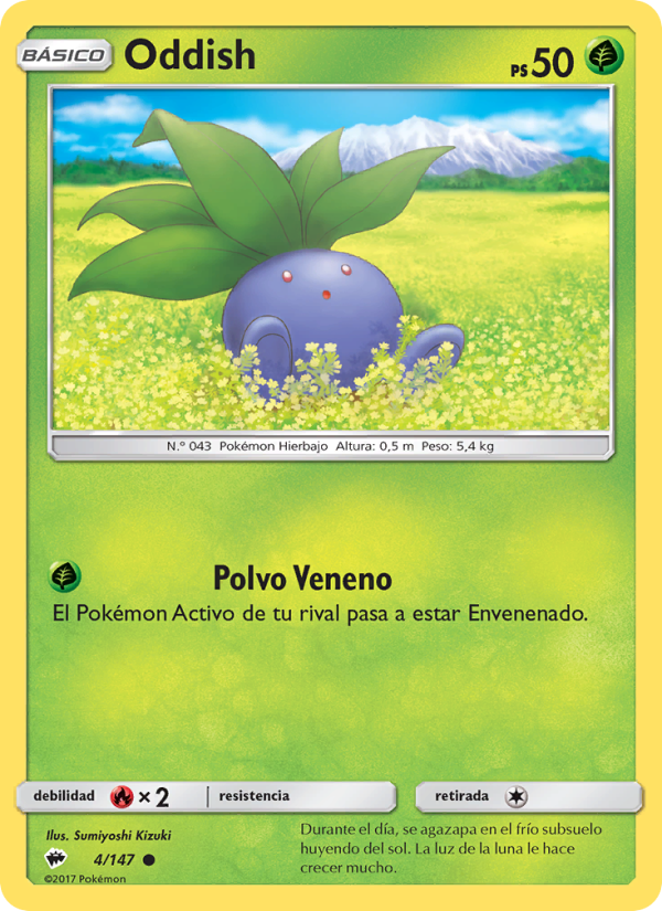 Oddish 4 — Burning Shadows (Spanish Pokémon TCG card)