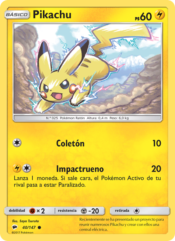 Pikachu 40 — Burning Shadows (Spanish Pokémon TCG card)