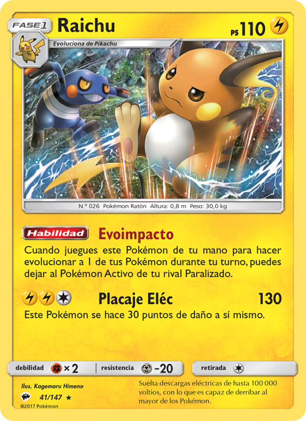 Raichu 41 — Burning Shadows (Spanish Pokémon TCG card)