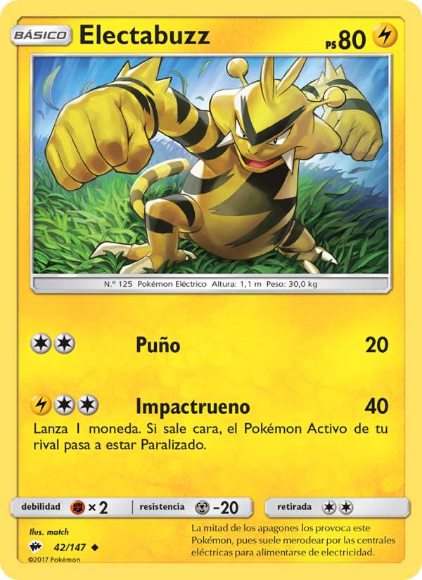 Electabuzz 42 — Burning Shadows (Spanish Pokémon TCG card)