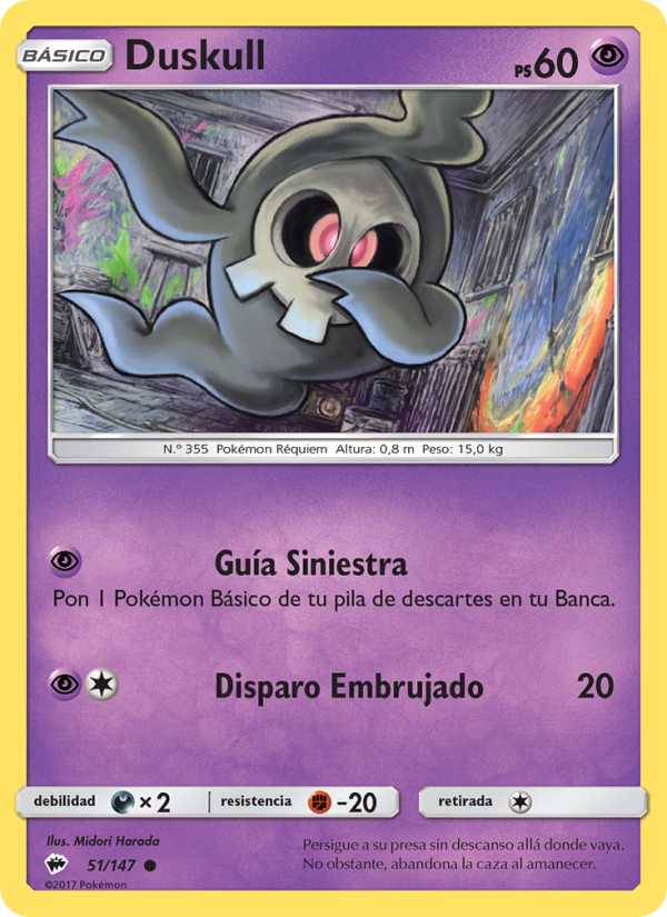 Duskull 51 — Burning Shadows (Spanish Pokémon TCG card)