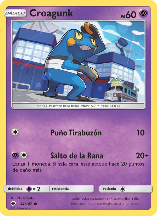 Croagunk 54 — Burning Shadows (Spanish Pokémon TCG card)