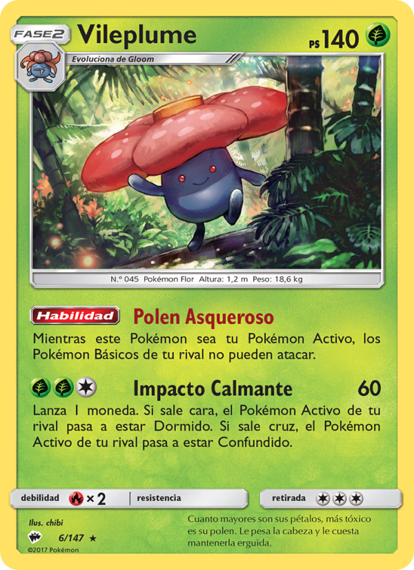 Vileplume 6 — Burning Shadows (Spanish Pokémon TCG card)