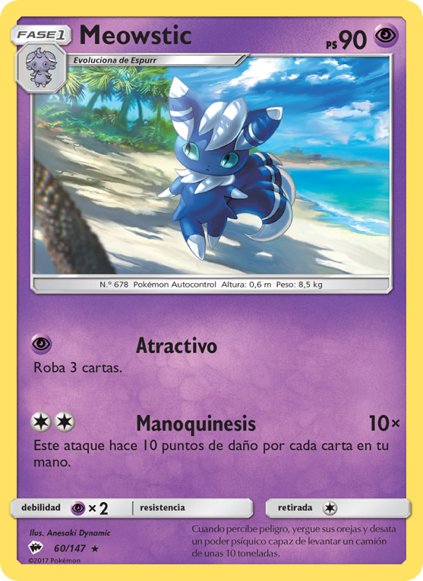 Meowstic 60 — Burning Shadows (Spanish Pokémon TCG card)