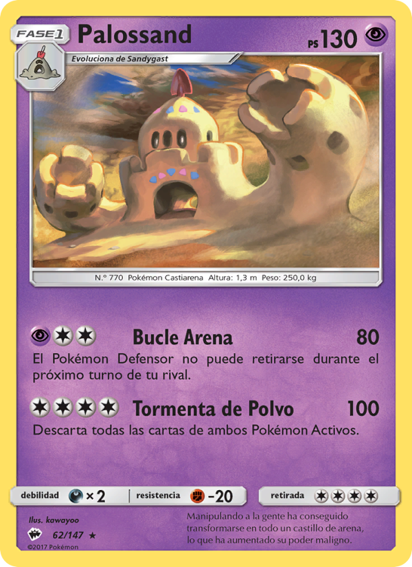 Palossand 62 — Burning Shadows (Spanish Pokémon TCG card)